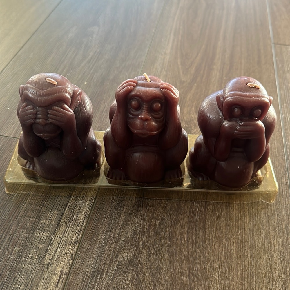 Set of 3 Monkey Candles